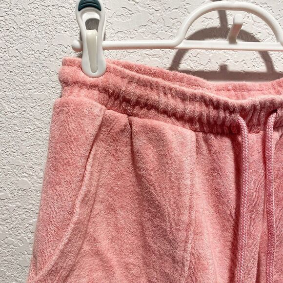 Zara French Terry Terrycloth Drawstring Shorts in Pink Women's Medium High Waist - Picture 3 of 6